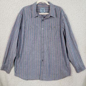 LL Bean Button Down Shirt Mens XL Blue Red Stripe Cotton Classic Light 52x31